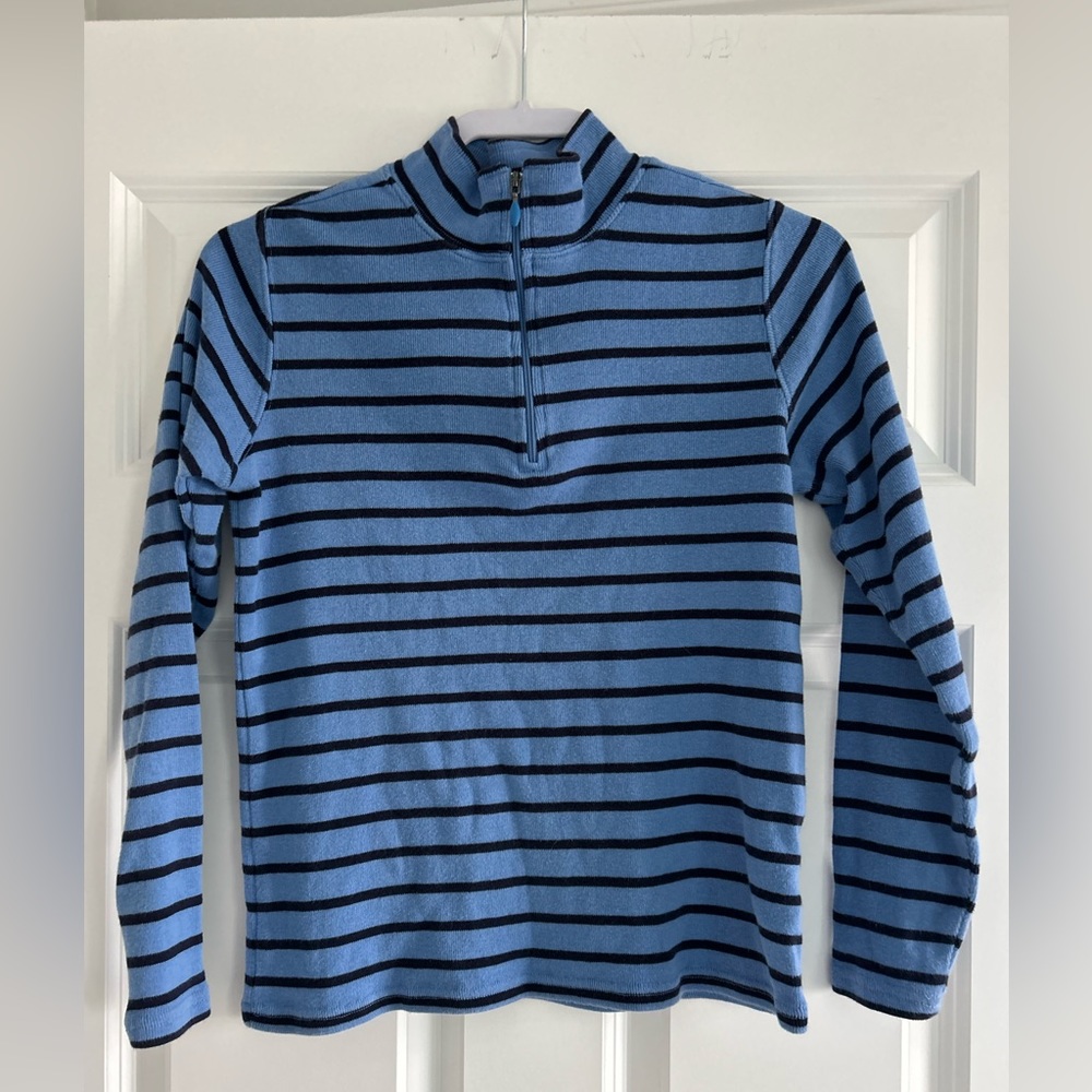 LL Bean Striped 1/4 zip up mock turtleneck Size Small